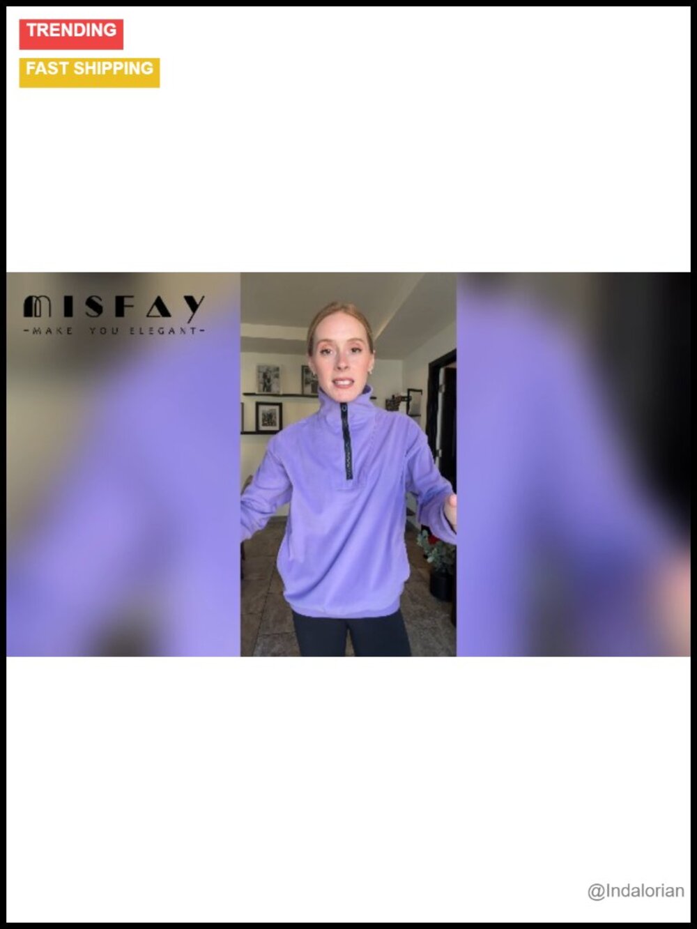 Quarter Zip Oversized Sweatshirt with Pockets Women Long Sleeve Half Zip - Picture 6 of 6